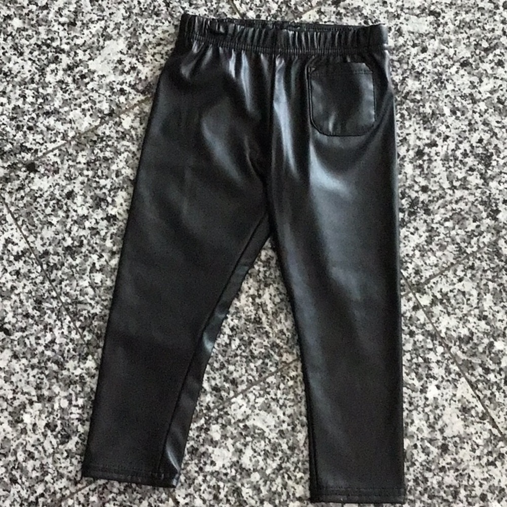 Plaid ruffle-yoke top with faux leather pants - Picture 4 of 4